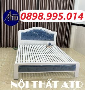 Giường sắt khung hộp 5x10 cao cấp kích thước 1m2-1m4-1m6-1m8 dài 2m - Bảo hành 2 năm - (hình thật)