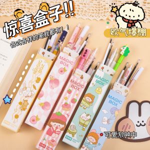 Hộp magic box Bút bi Set 5 Món Đồ Dùng Học Tập Magic Box cao cấp hot trend (2 Bút + 2 Ngòi + 1Sticker)