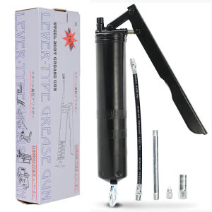 Heavy Duty Grease Gun Kit 8000 PSI 14 Oz Stainless Steel Cartridge 45.72cm Flex Hose 2 Couplers 2 Extension Rigid Tubes Sharp Nozzle 6 Jaw Attachments for Automotive Industrial Lubrication