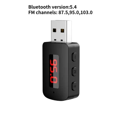 KEBETEME USB Bluetooth 5.4 FM Transmitter With Mic Handsfree Call Car Kit Auto LED Display Audio Music Receiver For FM Radio