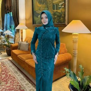 BISA COD Willona Dress Velvet apk Brokat Gamis Dewasa Terbaru Viral Dress Wanita Kondangan Kekinian