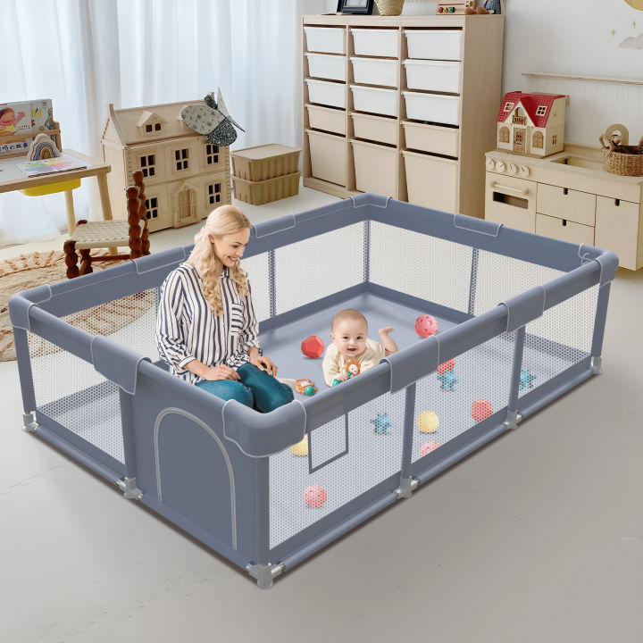 Large Baby Playpen for Toddlers, 180 ×120cm, Large Baby Play Yards Indoor  Outdoor, Sturdy Safety Baby Play Pen with Soft Breathable Mesh, Toddlers