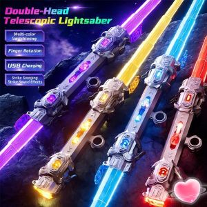 2 In 1 Seven Color Light Sword Retractable USB Charging Saber Sound Light Effect Boys Gift
