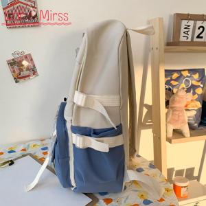 Womens Canvas Backpack with Hit Color Blocks and Pendant for School and Weekend Travel