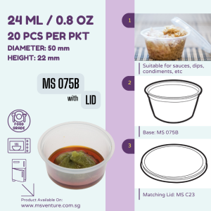 {MSV} Leak Free Plastic Takeaway Sauce Cups (19ml-32ml) for Dips Dressings & Condiments MS 075B P075 P100 P100K P125