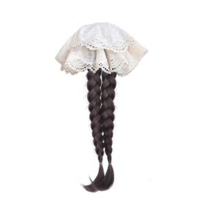GAI39 Ballet Style Lace Hair Bands Ponytail Boxing Braided White Twist Braid Wig Hair Accessories Gentle Pony Tail Hairpiece for Women