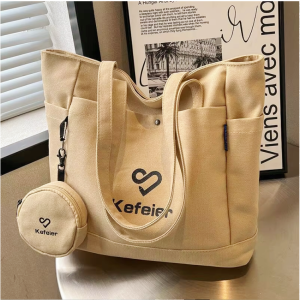 Fashion Canvas Tote Shopping Bags With Pocket Eco Friendly Reusable Organic Canvas Tote Bag