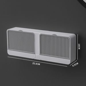 1PC Soap Holder Creative Wall Mounted Soap Box With Lid Double Grids Soap Draining Rack Detachable Storage Box Bathroom Soap Holder