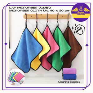 Lap Microfiber JUMBO 2 Sisi 40x30 Serbaguna | Kain Lap Halus | Lap Motor Mobil Dapur | Microfiber Lap Daya Serap Tinggi | Kain Lap Multifungsi 2 Sisi