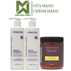 Combo Dầu gội xả hấp siêu mượt Vitalycil Smooth 470ML phục hồi siêu mượt chuẩn salon tại nhà