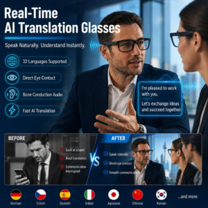 Smart AI Translation Sunglasses Polarized UV Protection Real Time Smart Zoom Voice Translator High Tech Glasses Travel Business