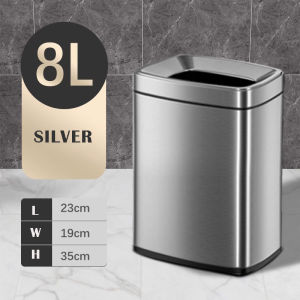 8L/10L/15LSquare stainless steel household trash can kitchen bathroom garbage can simple modern trash bin