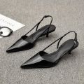 Giày Sandal Cao Gót Nữ Mũi Nhọn Quai Mảnh Da Bóng Cao Cấp Đế 5cm Slingback Thanh Lịch Kiểu Pháp CG21 Taoladyshoes. 