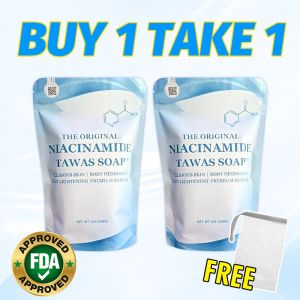 【BUY 2 TAKE 3】NAICINAMIDE TAWAS SOAP WITH FREE MESH 100g | SkIN LIGHTENING CLEANSES SKIN BODY DEODORANT