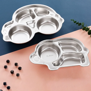 Thép không gỉ đĩa có ngăn dễ thương phim hoạt hình bữa ăn tối Khay hộp cơm trưa Platter