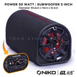 GRATIS MIC Subwoofer Car Speaker Bluetooth NIKO GL5 MAXIMUM BASS DYNAMIC Jumbo 5 inch AC DC - Bluetooh Radio USB TF Karaoke AC-DC Aux Remot Kontrol Panel Bass Treble Volume - SPEAKER BLUETOOTH