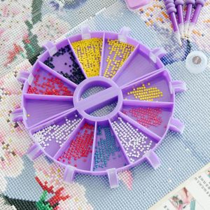 P-CUTE 6 Grid Drill Palette Large Capacity Beading Plates Diamond Painting Tray Kits Cross Stitch Tools Diamond Painting Pen