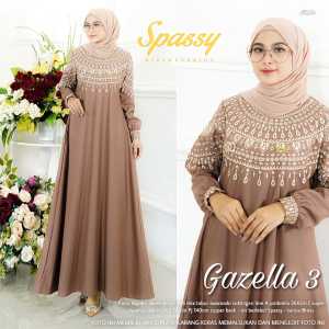 Gazela Gazzela 2 3 4 5 by Spassy Gamis Maxi Dress Bahan Toyobo aksen Bordir LD 108 PB 140