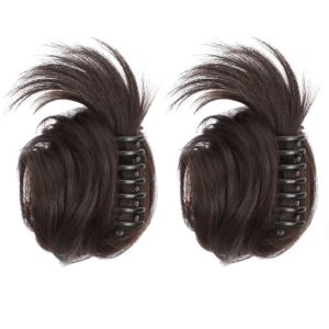 WHTRY 2pcs Thanh lịch Kẹp tóc búi tóc bồng bềnh Hợp chất tổng hợp Phụ kiện tóc Tóc giả búp hoa lười biếng Phụ kiện tóc Búi tóc Kiểu tóc búi lông vũ giản dị dành cho phụ nữ