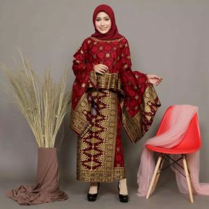 Kebaya Modern DIANDRA BATWING Setelan Atasan Model Kelelawar & Rok Batwing Motif Songket Palembang Wanita Printing PREMIUM (Bukan TENUN)