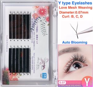 Y Type Love Braided YY shape Mink Eyelashes Natural Black Curve B C D 0.07mm YY shape Eyelashes extension