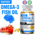 taoters Omega 3 Fish Oil Capsules Nourishes the Brain, Improves Memory, Eyes, Heart and Immune System Support. 