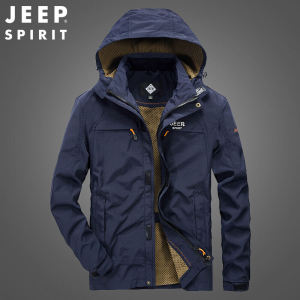แจ็คเก็ตผู้ชาย JEEP SPIRIT 1941 ESTD เสื้อโค้ทฤดูใบไม้ผลิใหม่แบบสบาย แจ็คเก็ตกลางแจ้งขนาดใหญ่สำหรับผู้ชาย