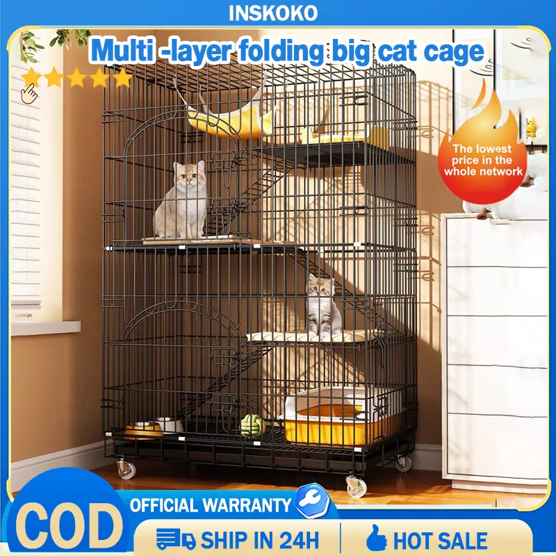 Cat Cage Heavy Duty Pet 2/3/4 Layer Large Cage Sturdy Pet