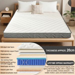 Zeen 8.1 Inch Spring Mattress Independent Roll Wrap Spring Mattress Thick Latex Mattress Comfortable Foam Bed Memory Mattress
