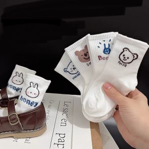 Vỉ 5 đôi tất len gấu trắng cho bé size 1-10 tuổi cổ cao