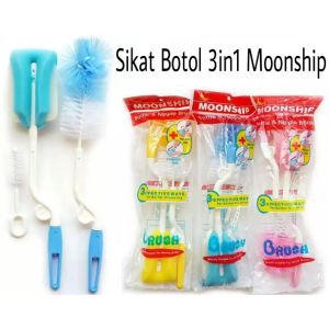 Sikat Botol Susu Moonship Bottle & Nipple Brush Sikat Dot Bayi 3in1-Vegasus Store(COD)