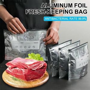 10Pcs Aluminum Foil Storage Bags Slide Fastener Food Bag Leakproof Freezer Safe Kitchen Fresh Bag Sealed Fresh-keeping Bag