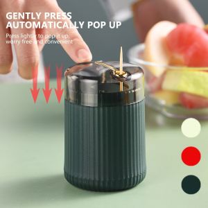Automatic Toothpick Dispenser Tooth Pick Holder Kitchen Accessories Press Type Toothpick Box Portable Toothpick Storage Box