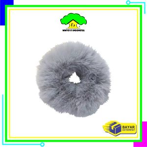 MI-C877 Ikat Rambut Bulu Pompom Polos Elastis Korean Style / Scrunchie Ponytail Ikat Rambut Anak