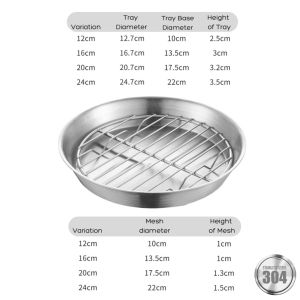 SG READY STOCK 304 Stainless Steel Air Fryer Tray With Mesh Baking Tray Easy To Clean Grill Plate Oven Tray