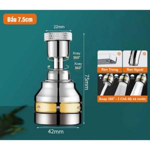 Hàng sẵn Đầu vòi rửa bát tăng áp đồng thau inox 304 cao cấp 3 Chế độ phun cực mạnh xoay 360 - Sử dụng cho bồn rửa chén