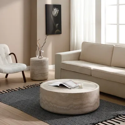 Nordic style tunnel stone coffee table marble paper finish table Fiberglass material