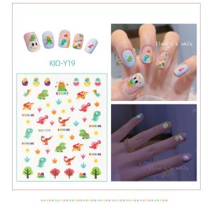 Kio สติกเกอร์ตกแต่งเล็บรูปหมีสตรอเบอรี่สติ๊กเกอร์ติดเล็บเรืองแสงน่ารัก3d การ์ตูนสัตว์ไดโนเสาร์