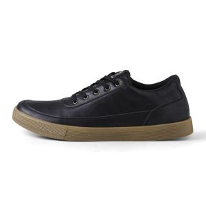 NAZ WINSTON - Sepatu Sneakers Pria Kasual Santai Hitam Polos Sol Dijahit Sepatu Kets Pria 100% LOKAL