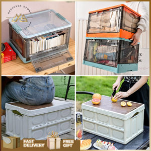 Ready Stock Axs Store Folding Storage Box/Large Transparent Box/Multifunction Stackable Plastic Box