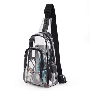 TINYAT PVC Transparent Sling Bag Shoulder Chest Bag for PVC Transparent Sling Bag Shoulder Chest Bag for Men Women Fashionable Multi-Functional Compact Storage Accessory with USB Port