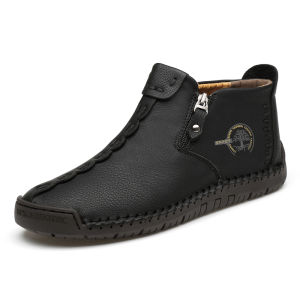 Sepatu Boots Pria Casual Import Handmade Keren Kulit Boots Resleting Tanpa Tali Formal Kerja Kuliah 150