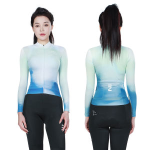 INBIKE áo đi xe đạp dài tay chuyên nghiệp mùa hè Áo đi xe đạp dáng ôm áo đi xe đạp thoáng khí nữ có khóa kéo toàn bộ