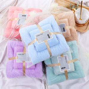 CozyJoy Absorbent 140x70cm Bath & 75x35cm Facial Towel 2in1 Set Velvet Tuala Mandi & Muka Door Gift Set 2合1毛巾珊瑚绒浴巾面巾套装