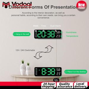 Digital Alarm Clock LED Desk Alarm Clock Large Number Display USB Charging Electronic Wall Clock Dual Alarm Clock for Bedroom