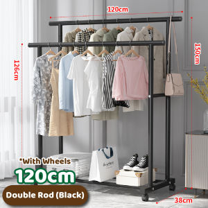 [Single/Double] Worthbuy Clothes Hanging Rack 晾衣架 Rak Gantung Baju Clothes Organizer Hanging Rack Penyangkut Rak Baju
