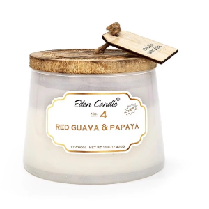 Nến thơm Red Guava & Papaya Eden Candle FTRAMART EDC0001 (No. 4 Hũ 420gr) Nến decor phòng ngủ Khử mùi Làm thơm phòng ngủ