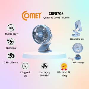 Quạt Sạc Tích Điện COMET Cho Xe Hơi Văn Phòng CRF0705/1506/1406 - Hàng Chính Hãng