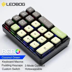 LEOBOG K21 Numpad Keyboard Wireless Mechanical 21 Key RGB 3 BT/2.4GHz/Type C Wired Hot Swappable Transparent Keyboard