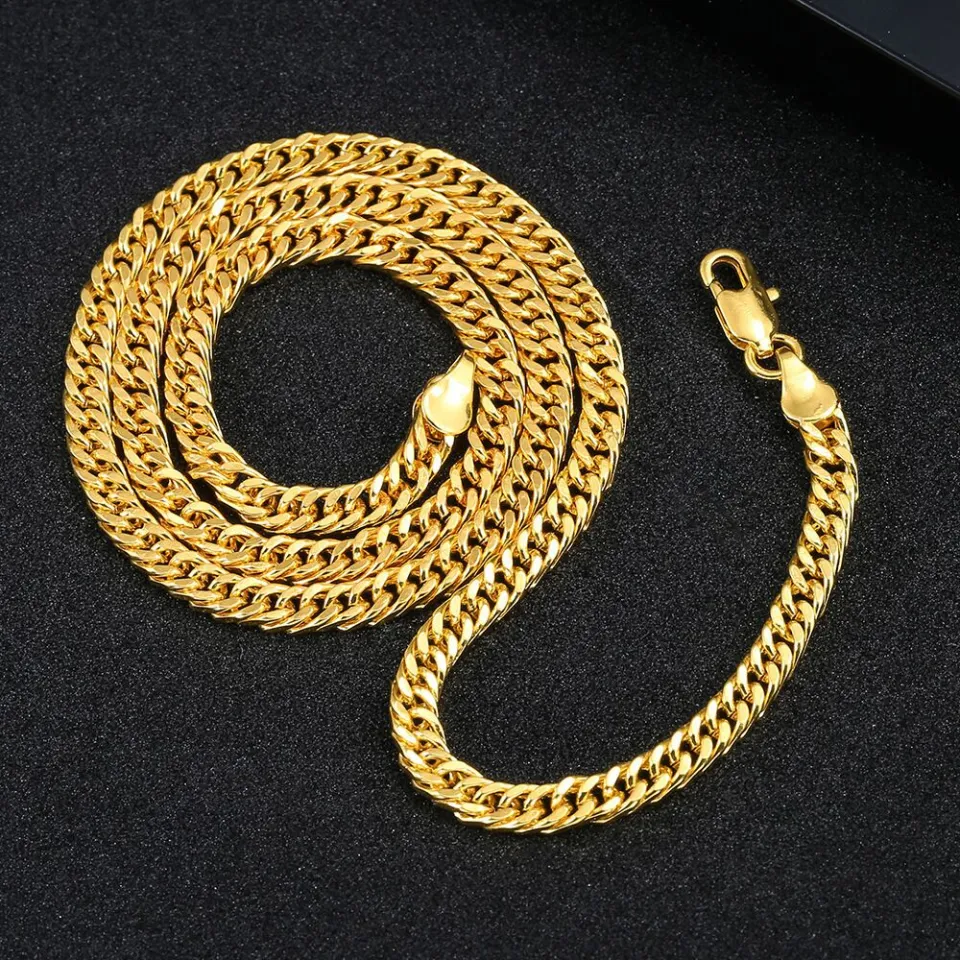 Pawnable Pure 24K Saudi Gold Necklace Men's Gold Domineering Real Gold  Chain for Men Hypoallergenic Set Non Tarnish